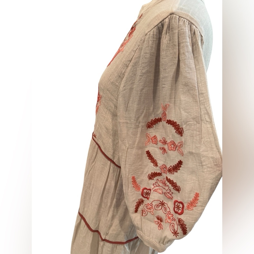 SOLD! ❌ Fig & Flower V-Neck Embroidered Bohemian Midi Dress L - Picture 9 of 15